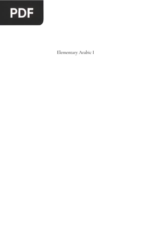 Elementary Arabic I